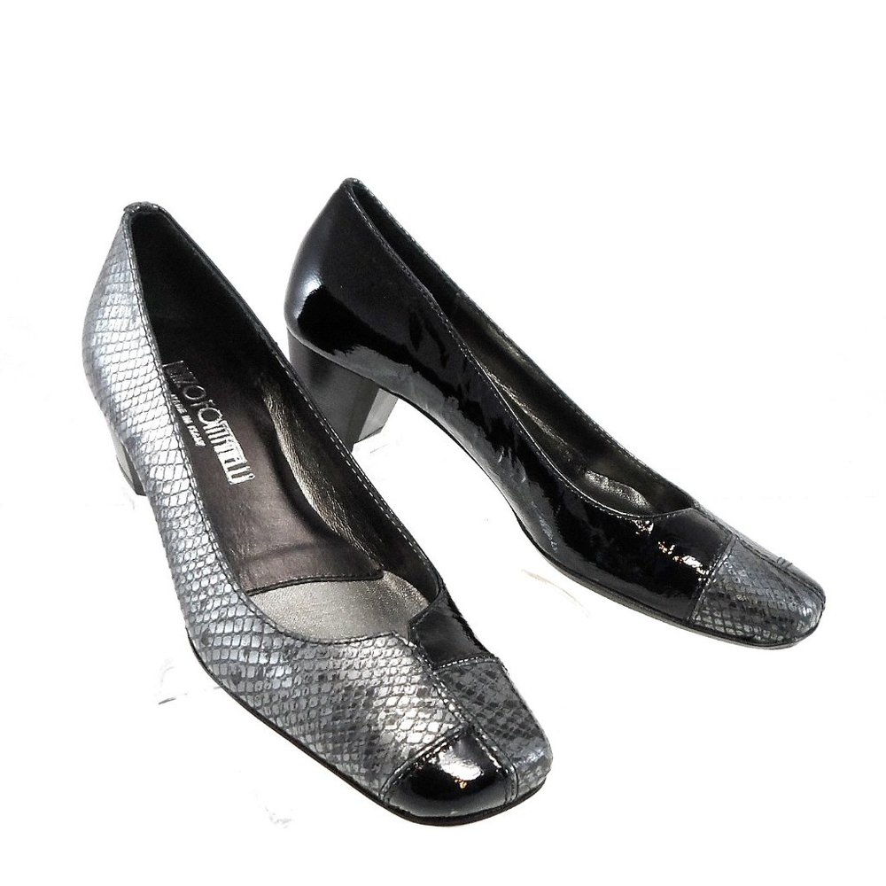 NIB$285 Renzo Fontanelli Italy Vanto Contrast Leather Slip-On Pump Low Heel Sz 4